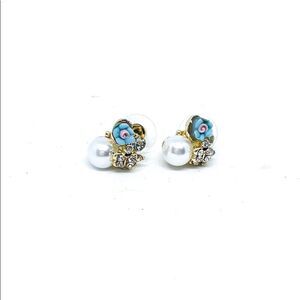 Gold Pearl Rhinestone Resin Earring